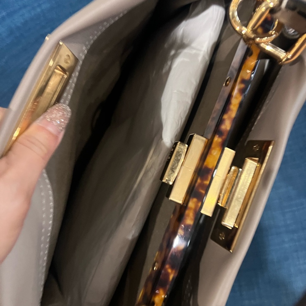 Fendi Taupe Satchel with Gold Accents - Picture 4 of 6
